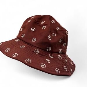 Brown Peace Symbol Bucket Hat - Women Accessories